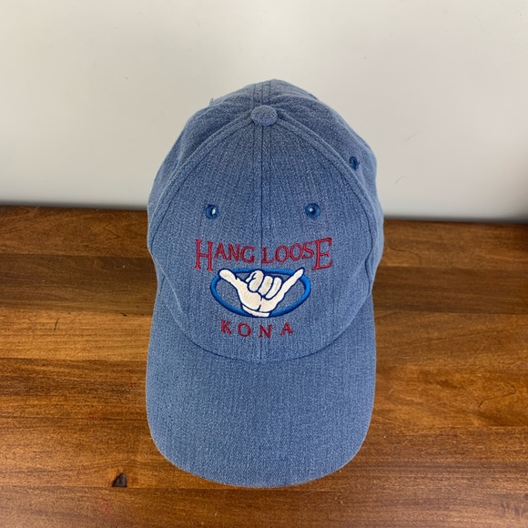 Hang Loose Kona Hawaii Hat Cap Vintage Snapback Adjustable Blue Spellout - Picture 5 of 7
